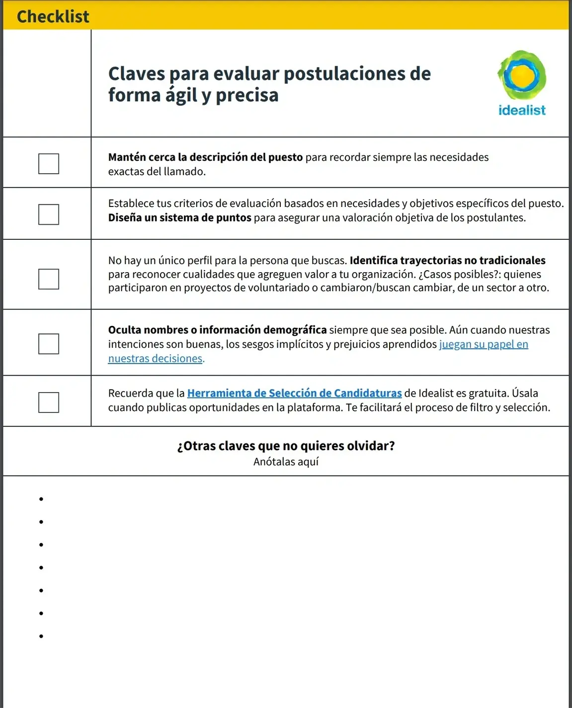 Checklist descargable